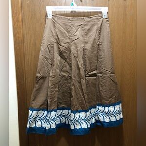 Boden brown and turquoise knee length skirt